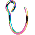 Rainbow Stainless Steel Clip on Hoop Fake Nose Ring