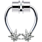 Pot Leaf Magnetic Septum Ring Horseshoe Non-Pierced Fake Nose Ring