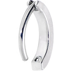 14G 3/8 White Synthetic Opal ASTM F-136 Implant Grade Titanium Hinged Hoop Belly Ring