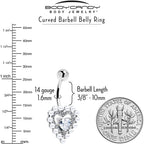 Clear CZ Gem Pearl Heart Belly Ring