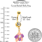 Clear Gem Gold Tone Pastel Flower Dangle Belly Ring