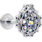 16G 1/4 Aurora Gem Retro Sunburst Cartilage Labret