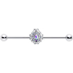 14G Aurora Gem Retro Sunburst Industrial Barbell 38mm