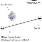 14G Aurora Gem Retro Sunburst Industrial Barbell 38mm