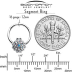 16G 3/8 Aurora Gem Retro Sunburst Hinged Segment Ring