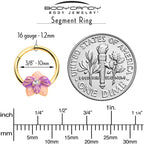 16G 3/8 Clear Gem Gold Tone Pastel Flower Hinged Segment Ring