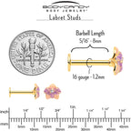 16G 5/16 Clear Gem Gold Tone Pastel Flower Labret Monroe Tragus