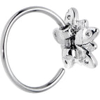 20G 5/16 Pink Clear CZ Gem Snowflake Flower Nose Hoop
