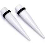 White Shimmer Acrylic Straight Taper Set 6mm to 20mm Sizes