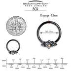16G 3/8 Aurora Gem Black Beauty Bug BCR Captive Ring