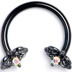 16G 3/8 Aurora Gem Black Beauty Bug Horseshoe Circular Barbell
