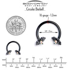 16G 3/8 Aurora Gem Black Beauty Bug Horseshoe Circular Barbell