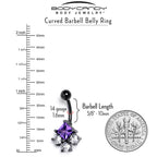 Clear Purple CZ Gem Black Rhombus Riot Belly Ring
