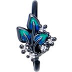 20G 5/16 Clear CZ Gem Black Lush Leaves Nose Hoop