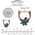 16G 5/16 Blue Gem Gold Tone Sweet Sea Turtle Cartilage Clicker