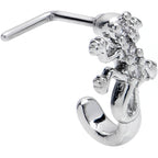 20G 7mm Clear CZ Gem Love Lizard Faux Hoop L Shape Nose Ring
