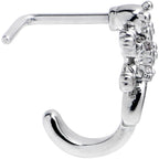 20G 7mm Clear CZ Gem Love Lizard Faux Hoop L Shape Nose Ring