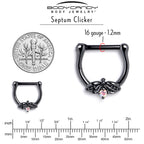 16G 5/16 Aurora Gem Black Beauty Bug Cartilage Clicker