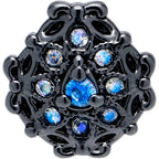 20G 5/16 Blue Aurora Gem Black Night Blossom Nose Hoop