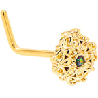 20G 7mm Vitrail Gem Gold Tone Blossom Bloom L Shape Nose Ring
