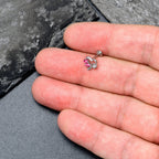 16G 5/16 Clear CZ Gem Butterfly Rose Pink Internally Threaded Labret