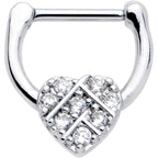 16G 1/4 Clear CZ Gem Lattice Heart Cartilage Clicker
