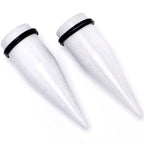 White Shimmer Acrylic Straight Taper Set 6mm to 20mm Sizes