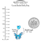 Aqua CZ Gem Butterfly Love Heart Double Mount Belly Ring