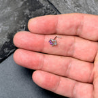 20G 7mm Clear CZ Gem Butterfly Rose Flower Purple L Shape Nose Ring
