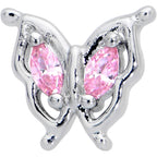 16G 1/4 Pink Gem Fancy Fab Butterfly Cartilage Tragus Earring