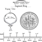 16G 3/8 Clear CZ Gem Elegant Curves Dangle Hinged Segment Ring