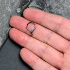 16G 3/8 Purple CZ Gem Black Elegant Curves Dangle Hinged Segment Ring