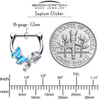 16G 5/6 Clear Gem Butterfly Rose Flower Blue Cartilage Clicker