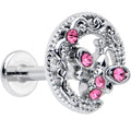 16G 5/16 Pink Gem Lunar Dragonfly Internally Threaded Labret Tragus