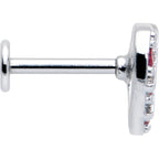 16G 5/16 Red CZ Gem Lattice Hear Internally Threaded Labret