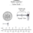 16G 5/16 Red CZ Gem Lattice Hear Internally Threaded Labret