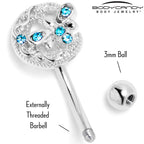 16G 5/16 Blue Gem Lunar Dragonfly Curved Eyebrow Ring