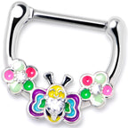16G 5/16 Clear CZ Gem Butterfly Love Bug Flower Cartilage Clicker