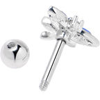 16G 1/4 Blue CZ Gem Dragonfly Style Cartilage Tragus Earring