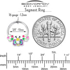 16G 3/8 Clear CZ Gem Butterfly Love Bug Hinged Segment Ring
