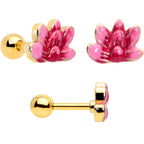 16G 1/4 Clear Gem Gold Tone Ladybug Lotus Cartilage Set of 3