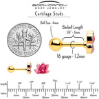 16G 1/4 Clear Gem Gold Tone Ladybug Lotus Cartilage Set of 3