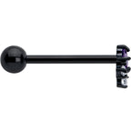Purple CZ Gem Black Rhombus Riot Barbell Tongue Ring