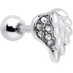 16G 1/4 Clear Gem Heavenly Heart Angel Wing White Cartilage Stud