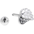 16G 1/4 Clear Gem Heavenly Heart Angel Wing White Cartilage Stud