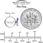 20G 5/16 Clear Gem Chunky Butterfly Purple Nose Hoop