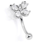 16G 5/16 Clear Gem Baroque Beauty Butterfly Curved Eyebrow Ring