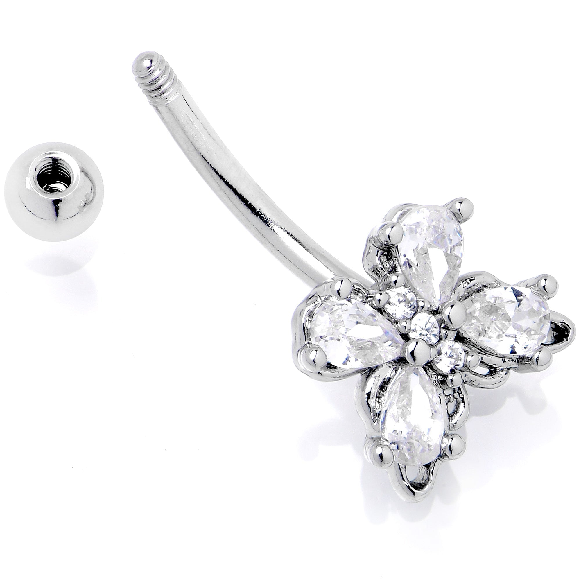 16G 5/16 Clear Gem Baroque Beauty Butterfly Curved Eyebrow Ring