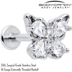 16G 5/16 Clear Gem Baroque Butterfly Internally Threaded Labret