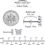 16G 5/16 Clear Gem Baroque Butterfly Internally Threaded Labret